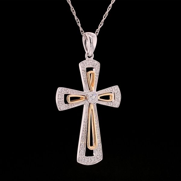 Two Tone Diamond Cross Pendant Image 2 Geralds Jewelry Oak Harbor, WA