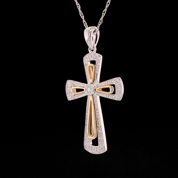 Two Tone Diamond Cross Pendant Image 3 Geralds Jewelry Oak Harbor, WA