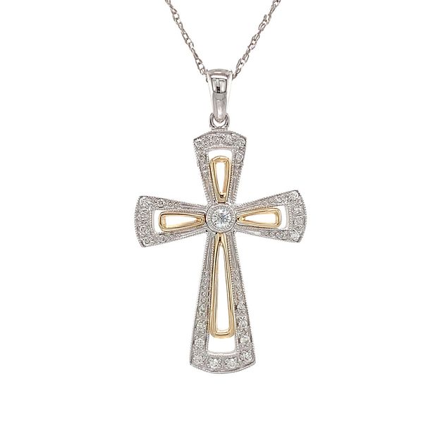 Two Tone Diamond Cross Pendant Image 4 Geralds Jewelry Oak Harbor, WA