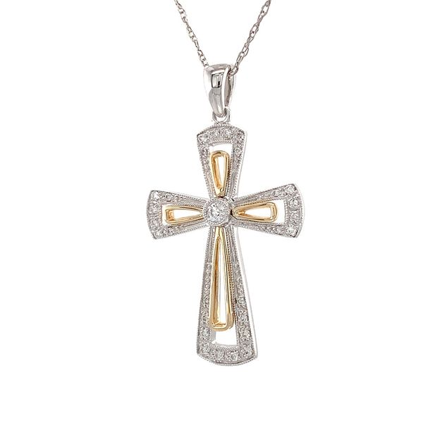 Two Tone Diamond Cross Pendant Image 5 Geralds Jewelry Oak Harbor, WA