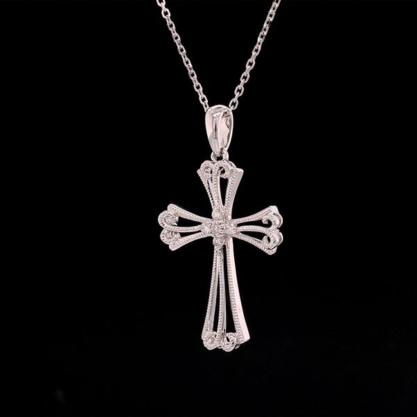Filigree And Diamond Cross Pendant Image 3 Geralds Jewelry Oak Harbor, WA
