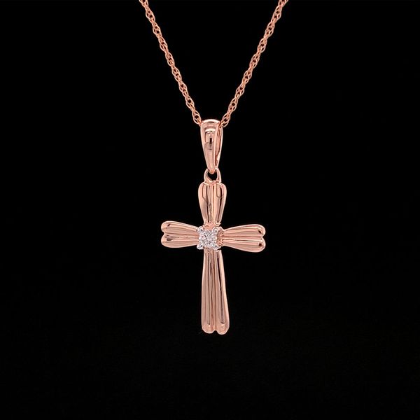 Rose Gold Diamond Cross Pendant Image 2 Geralds Jewelry Oak Harbor, WA