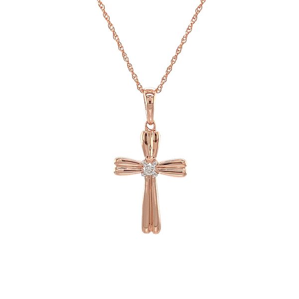 Rose Gold Diamond Cross Pendant Image 4 Geralds Jewelry Oak Harbor, WA