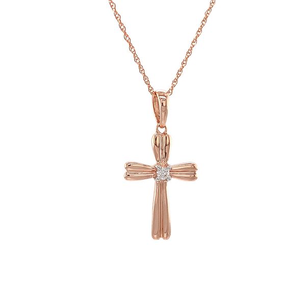 Rose Gold Diamond Cross Pendant Image 5 Geralds Jewelry Oak Harbor, WA