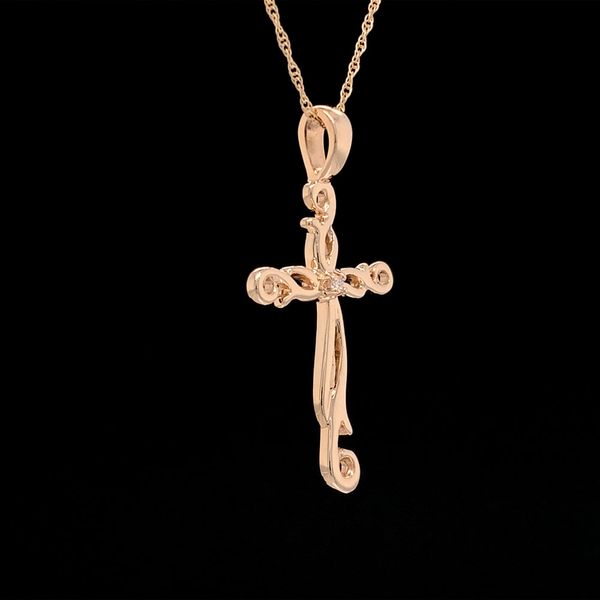 Yellow Gold Filigree Diamond Cross Pendant Image 3 Geralds Jewelry Oak Harbor, WA