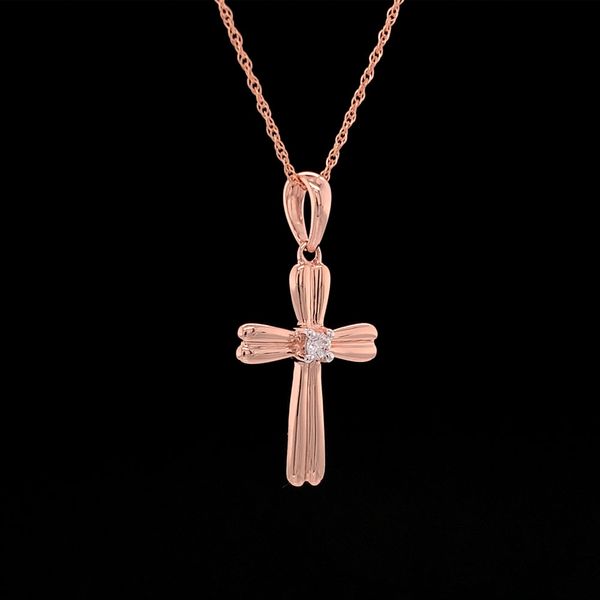 Rose Gold Diamond Cross Pendant Image 3 Geralds Jewelry Oak Harbor, WA