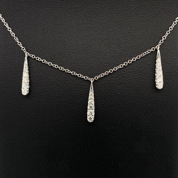 Gabriel & Co. 14K White Gold Dangling Diamond Station Necklace Geralds Jewelry Oak Harbor, WA