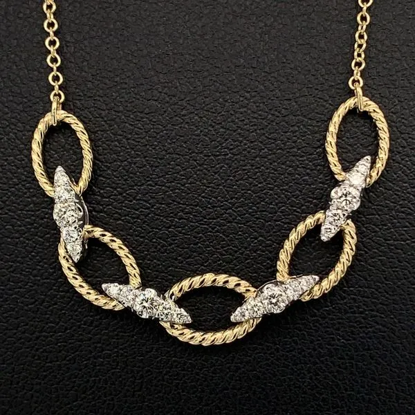 Gabriel & Co. 14K Yellow Gold Twisted Chain Link Diamond Necklace Geralds Jewelry Oak Harbor, WA