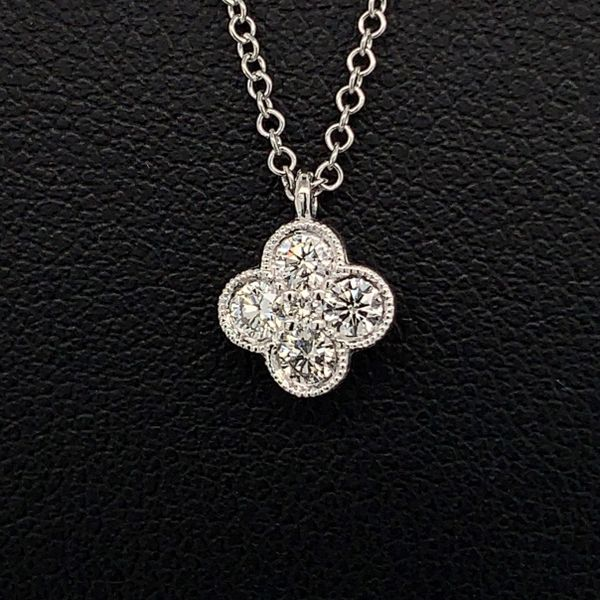 Gabriel & Co 14K White Gold Diamond Clover Pendant Necklace