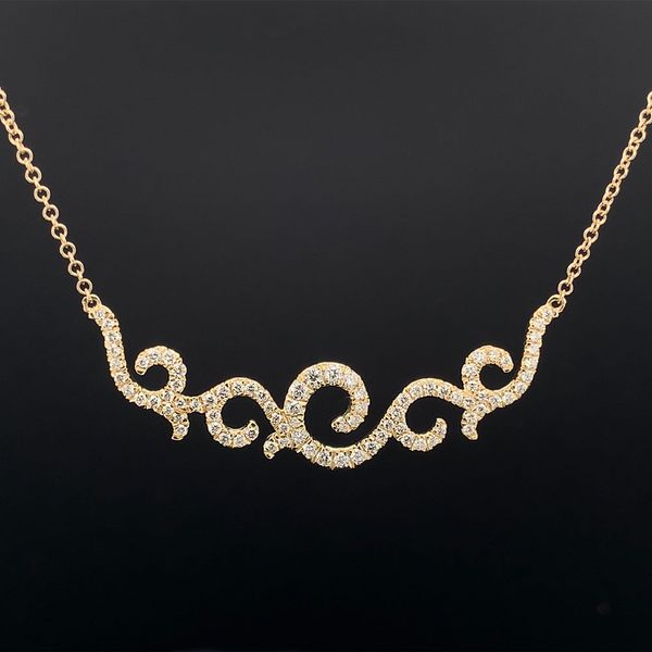 Gabriel And Co.Vintage Style 14K Yellow Gold Diamond Swirl Necklace Geralds Jewelry Oak Harbor, WA