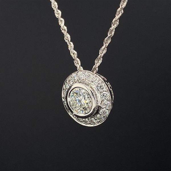 White Gold Halo Style Diamond Slide Pendant Image 2 Geralds Jewelry Oak Harbor, WA