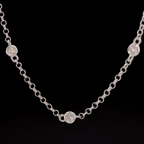 White Gold Diamond Bezel Strand Necklace Image 2 Geralds Jewelry Oak Harbor, WA