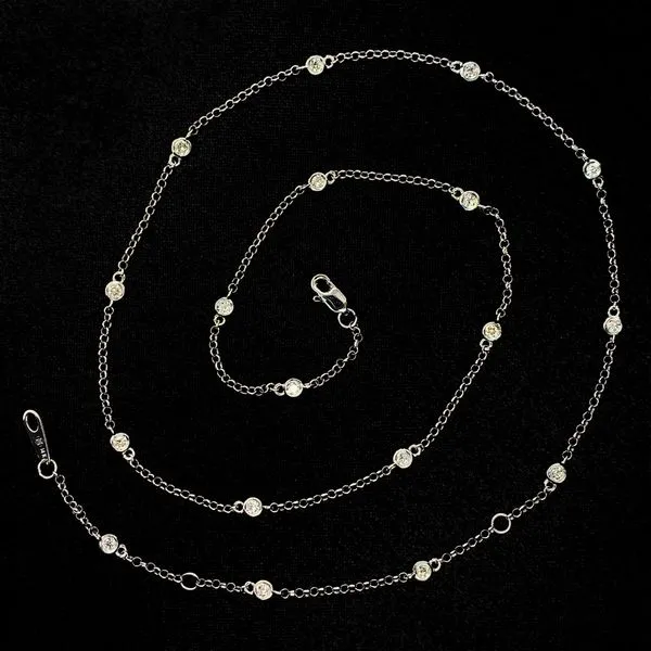 White Gold Diamond Bezel Strand Necklace Image 3 Geralds Jewelry Oak Harbor, WA