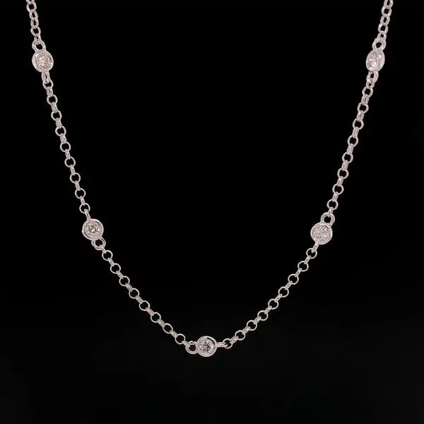 White Gold Diamond Bezel Strand Necklace Geralds Jewelry Oak Harbor, WA