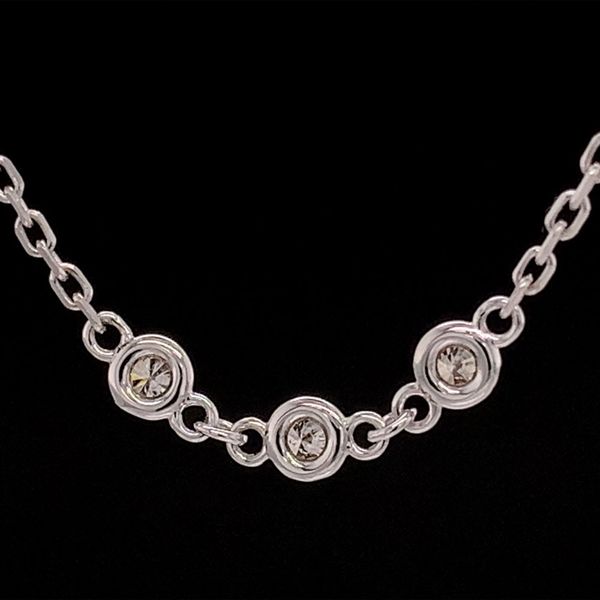 White Gold Diamond Bezel Trios Necklace Geralds Jewelry Oak Harbor, WA