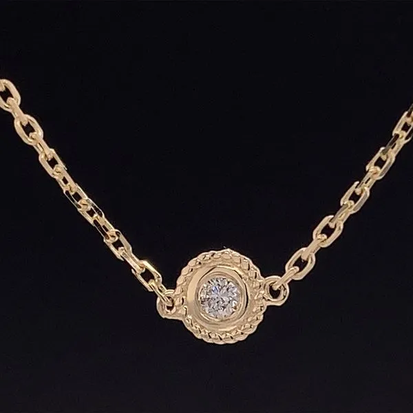 Yellow Gold Diamond Bezel Strand Necklace Image 2 Geralds Jewelry Oak Harbor, WA