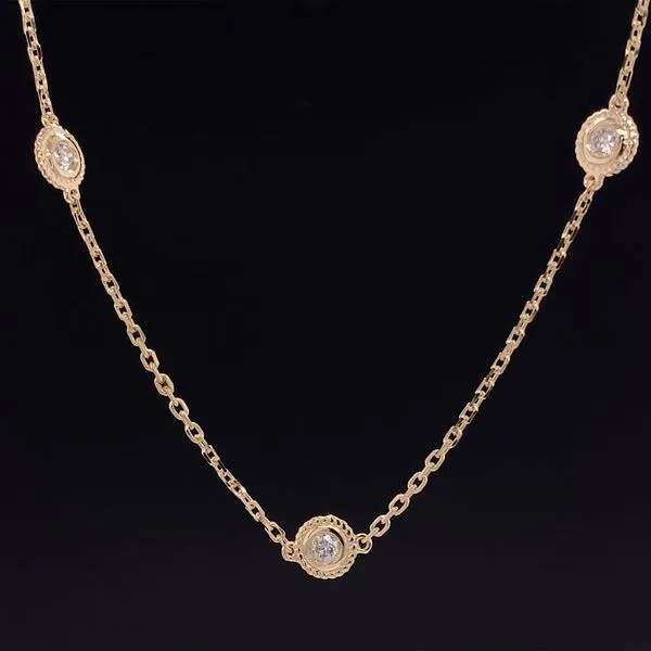 Yellow Gold Diamond Bezel Strand Necklace Geralds Jewelry Oak Harbor, WA