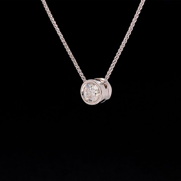 Bezel Set Diamond Solitarie Slide Pendant Image 3 Geralds Jewelry Oak Harbor, WA