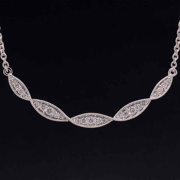 Curved Station Diamond Necklace Image 3 Geralds Jewelry Oak Harbor, WA