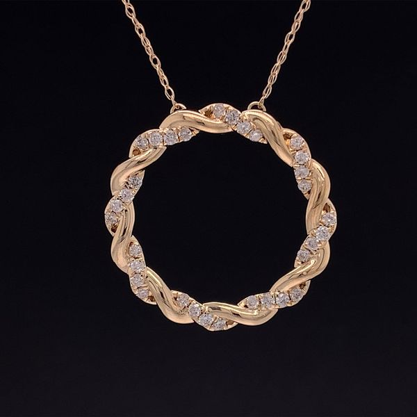 Yellow Gold and Diamond Braided Circle Station Necklace Geralds Jewelry Oak Harbor, WA