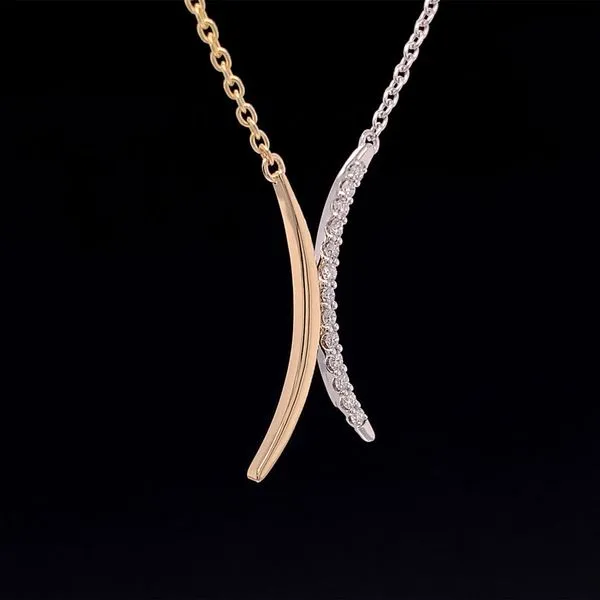 Two Tone Modern Diamond Station Necklace Image 2 Geralds Jewelry Oak Harbor, WA