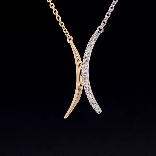 Two Tone Modern Diamond Station Necklace Image 3 Geralds Jewelry Oak Harbor, WA