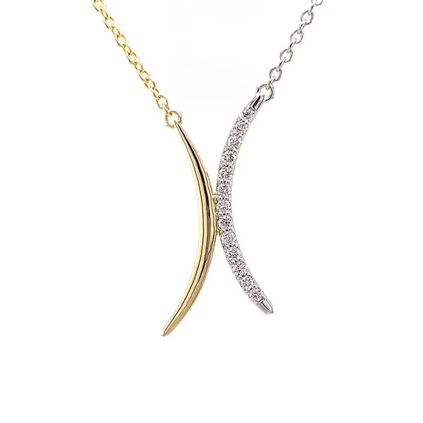 Two Tone Modern Diamond Station Necklace Image 4 Geralds Jewelry Oak Harbor, WA