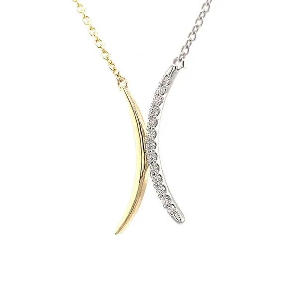 Two Tone Modern Diamond Station Necklace Image 5 Geralds Jewelry Oak Harbor, WA