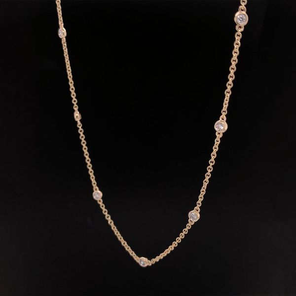 Yellow Gold Diamond Bezel Strand Necklace Image 2 Geralds Jewelry Oak Harbor, WA