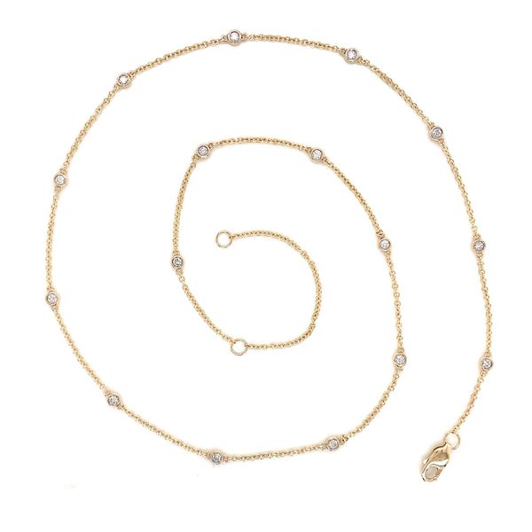 Yellow Gold Diamond Bezel Strand Necklace Image 4 Geralds Jewelry Oak Harbor, WA