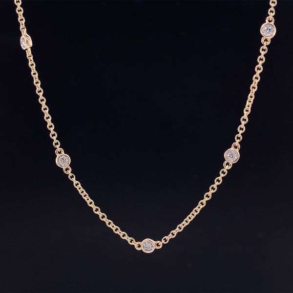 Yellow Gold Diamond Bezel Strand Necklace Geralds Jewelry Oak Harbor, WA