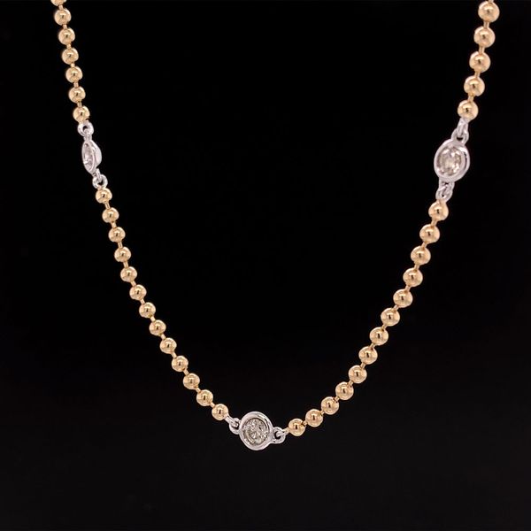 Yellow Gold Diamond Bezel Strand Necklace Image 2 Geralds Jewelry Oak Harbor, WA