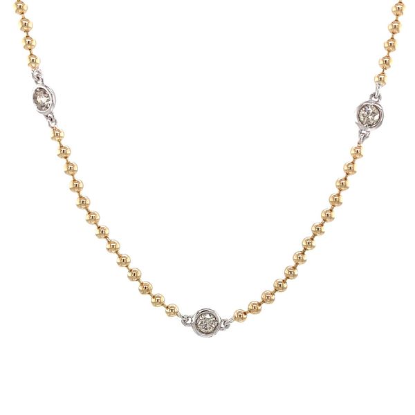 Yellow Gold Diamond Bezel Strand Necklace Image 3 Geralds Jewelry Oak Harbor, WA