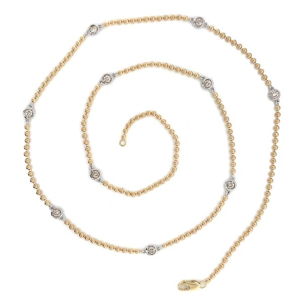 Yellow Gold Diamond Bezel Strand Necklace Image 4 Geralds Jewelry Oak Harbor, WA