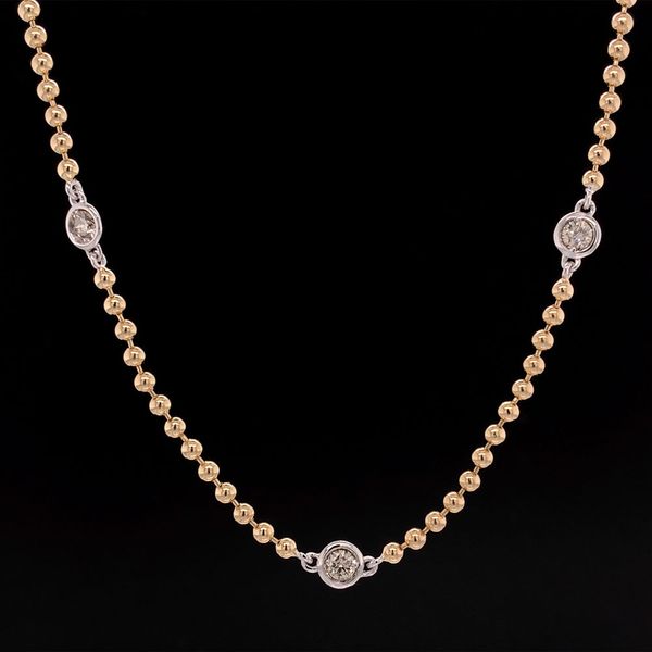Yellow Gold Diamond Bezel Strand Necklace Geralds Jewelry Oak Harbor, WA