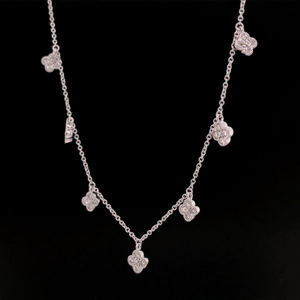 White Gold Diamond Station Flutter Necklace Image 3 Geralds Jewelry Oak Harbor, WA