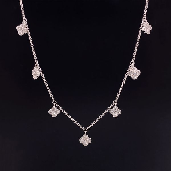 White Gold Diamond Station Flutter Necklace Geralds Jewelry Oak Harbor, WA