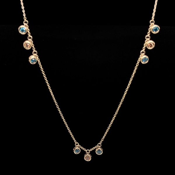 Blue And Cognac Diamond Station Flutter Necklace Image 2 Geralds Jewelry Oak Harbor, WA