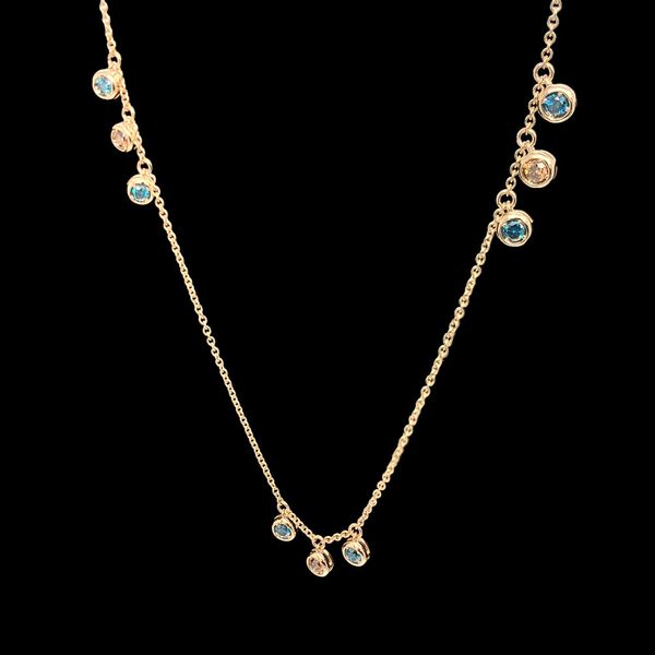 Blue And Cognac Diamond Station Flutter Necklace Image 3 Geralds Jewelry Oak Harbor, WA