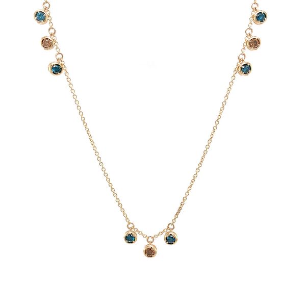 Blue And Cognac Diamond Station Flutter Necklace Image 4 Geralds Jewelry Oak Harbor, WA