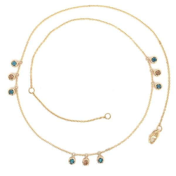 Blue And Cognac Diamond Station Flutter Necklace Image 5 Geralds Jewelry Oak Harbor, WA