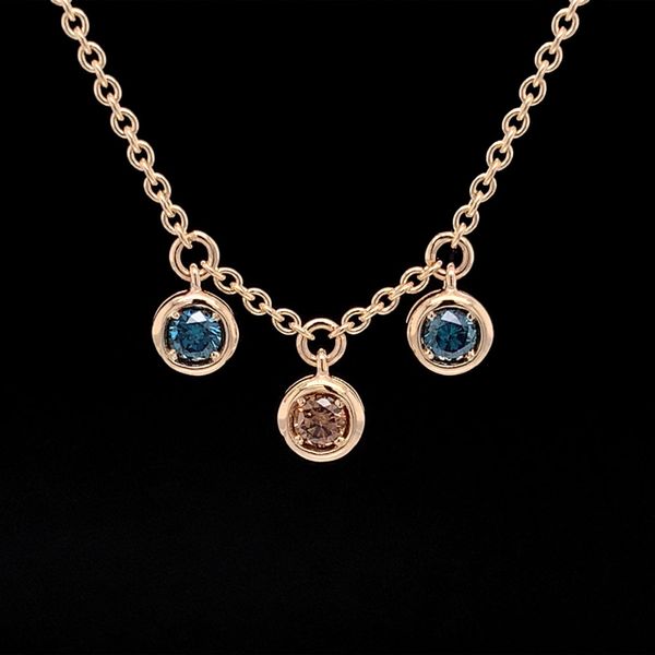 Blue And Cognac Diamond Station Flutter Necklace Geralds Jewelry Oak Harbor, WA