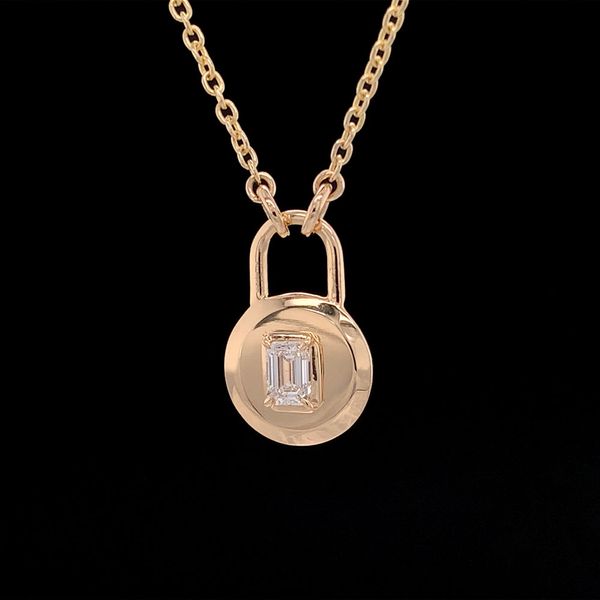 Emerald Cut Diamond Lock Pendant Image 2 Geralds Jewelry Oak Harbor, WA