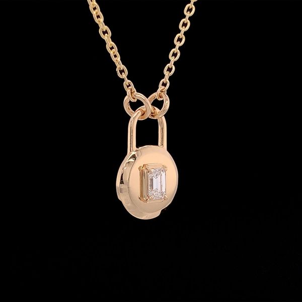 Emerald Cut Diamond Lock Pendant Image 3 Geralds Jewelry Oak Harbor, WA