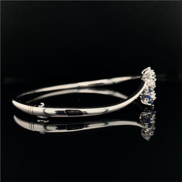 14K White Gold  Diamond and Blue Sapphire Bangle Bracelet Image 2 Geralds Jewelry Oak Harbor, WA
