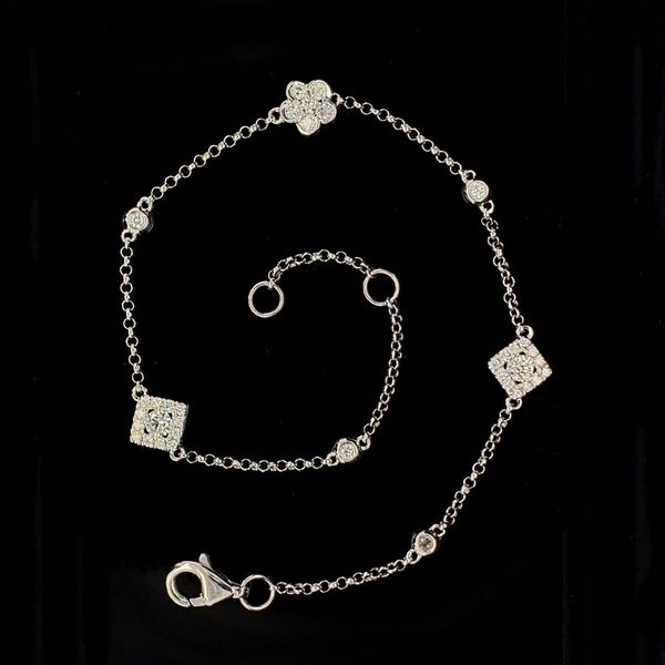 18K White Gold And Diamond Station Style Bracelet Image 2 Geralds Jewelry Oak Harbor, WA