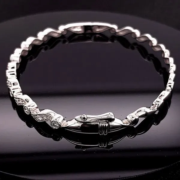 White Gold and Diamond Bangle Bracelet Image 2 Geralds Jewelry Oak Harbor, WA