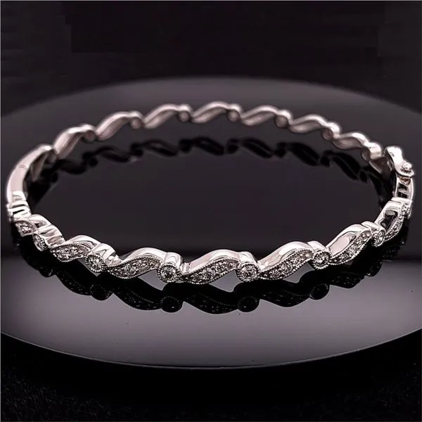 White Gold and Diamond Bangle Bracelet Geralds Jewelry Oak Harbor, WA