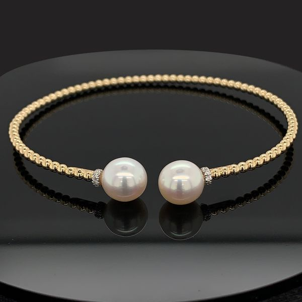 Gabriel & Co. Freshwater Pearl and Diamond Bangle Bracelet Geralds Jewelry Oak Harbor, WA