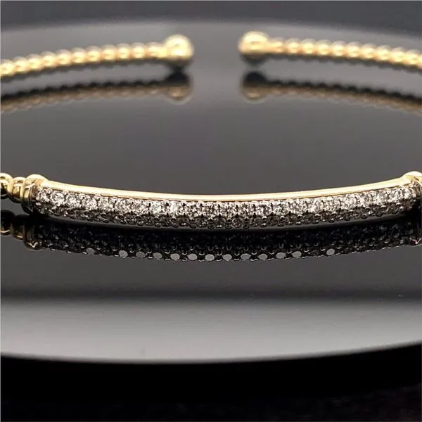 Gabriel & Co. Bujukan Split Cuff Bracelet with Diamond Pavé Bar Image 2 Geralds Jewelry Oak Harbor, WA